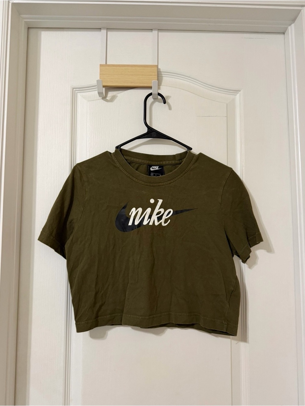 Nike Olive Green Logo Cropped T-Shirt